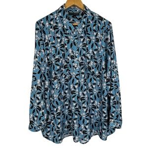 Lane Bryant Blue and Black Floral Tunic